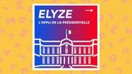 Le logo d'Elyze, l'Elysée stylisé avec un dégradé du bleu au rouge en fond.