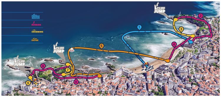 Le parcours de la Red Bull Ocean Rescue de Biarritz.