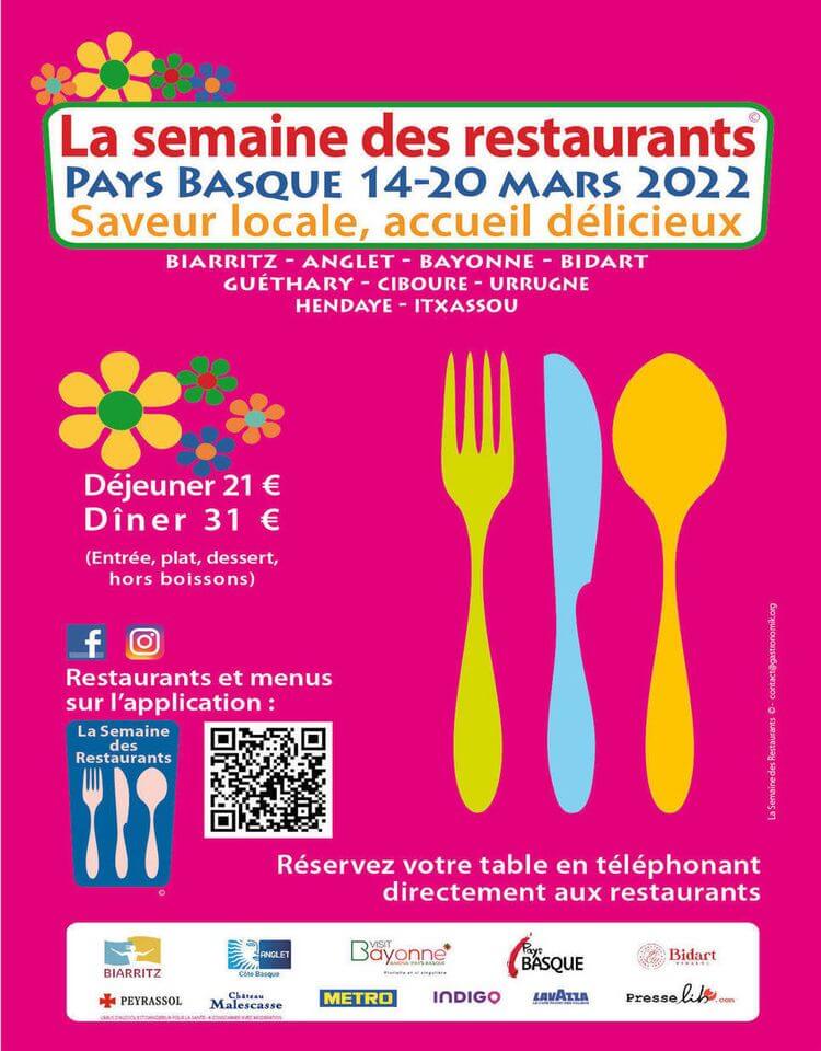L'affiche de la Semaine des Restaurants 2022 au Pays Basque.