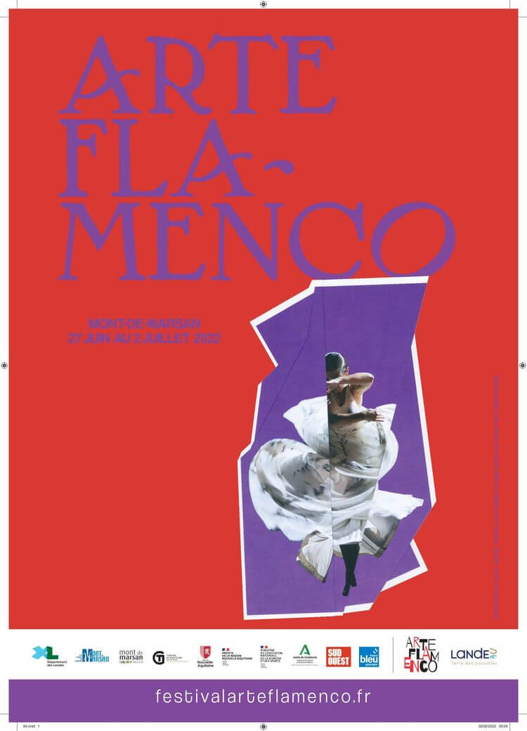 L’affiche 2022 du festival Arte flamenco a été réalisée par Ève Farache, Alix de Joussineau et Delphine Legrand.