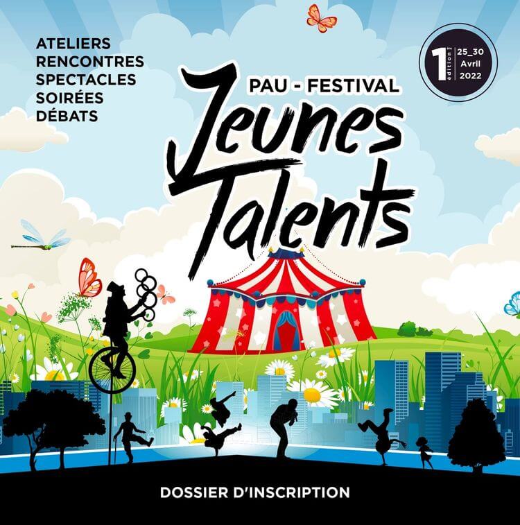 L'affiche de la première édition du festrival Jeunes Talents, qui aura lieu du 25 au 30 avril 2022 à la MJC Berlioz, à Pau.