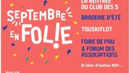 Affiche de la campagne Septembre en Folie, qui réuni les principaux événements musicaux, culturels et sportifs du mois de septembre à Pau.