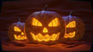 des citrouilles découpées pour Halloween.