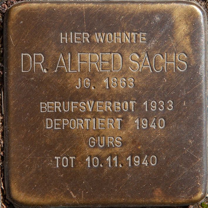 Photo de la Stolperstein de Alfred Sachs à Mannheim
