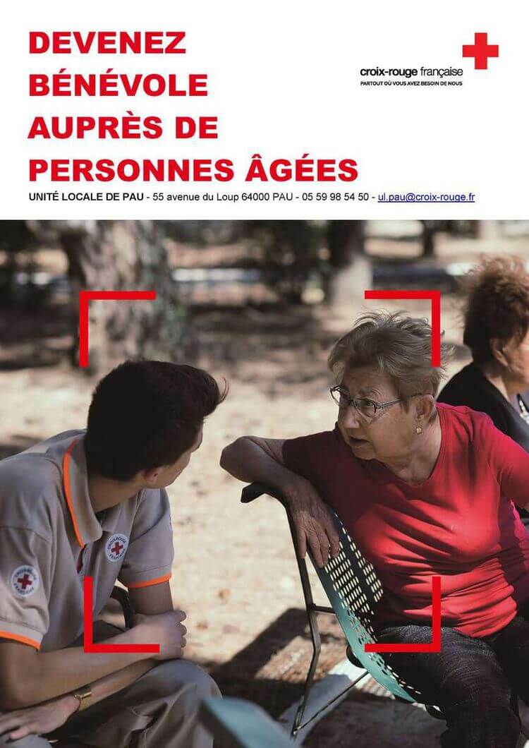 Une affiche pour communiquer sur le service de soutien aux personnes âgées, développé par la Croix-Rouge Française.