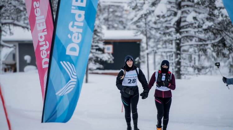 Mathilde Caron et Mathilde Bonnet lors de la course Défid'Elles en Laponie.