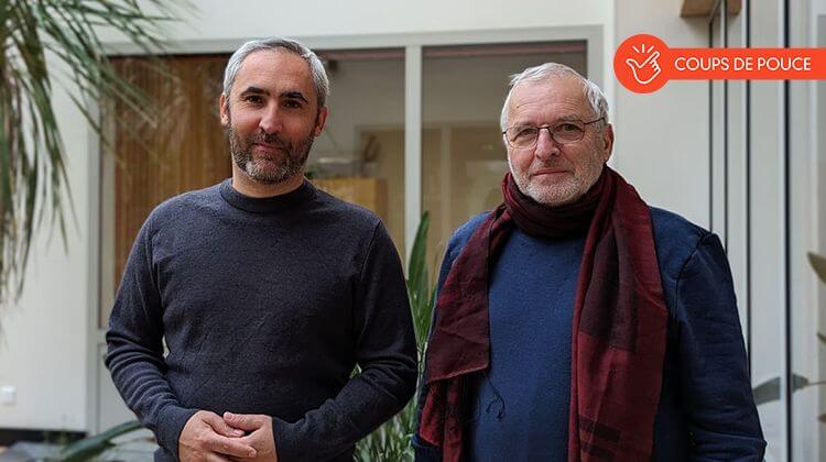 Alain Katz et son fils, Thomas, dirigeant de la société Irian Mécatronics, à Morlaàs.