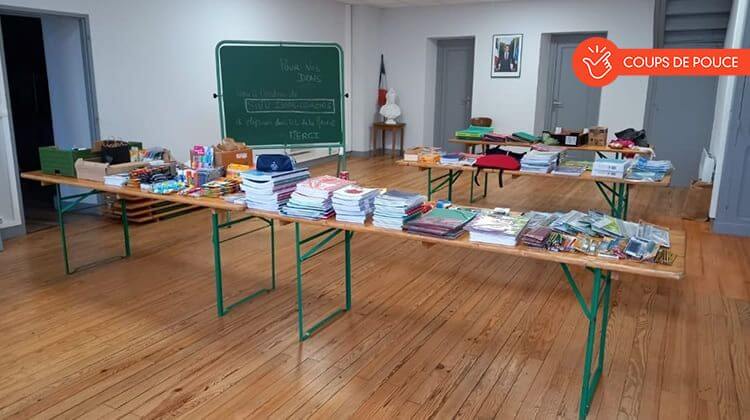 Des dons de matériels scolaires pour l'école de Lourdios-Ichère, détruite après une innondation.