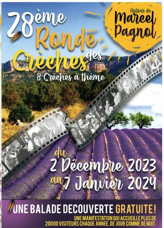L'affiche de la 28ème édition 2023 avec un paysage de Provence pour le thème Marcel Pagnol