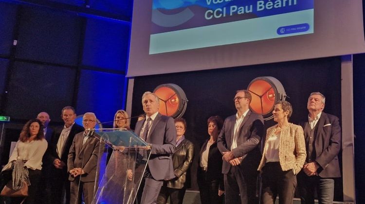 Didier Laporte, président de la CCI Pau Béarn, lors de ces voeux 2024.