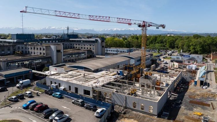 Les travaux d'extension du centre hospitalier de Pau. Crédits photos : @Marc Mondange - Wide Angle Photography