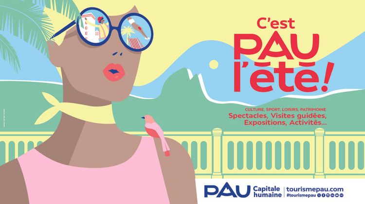 L'affiche du dispositif promotionnel C'est Pau l'été, regroupant l'ensemble des animations et activités estivales de Pau.