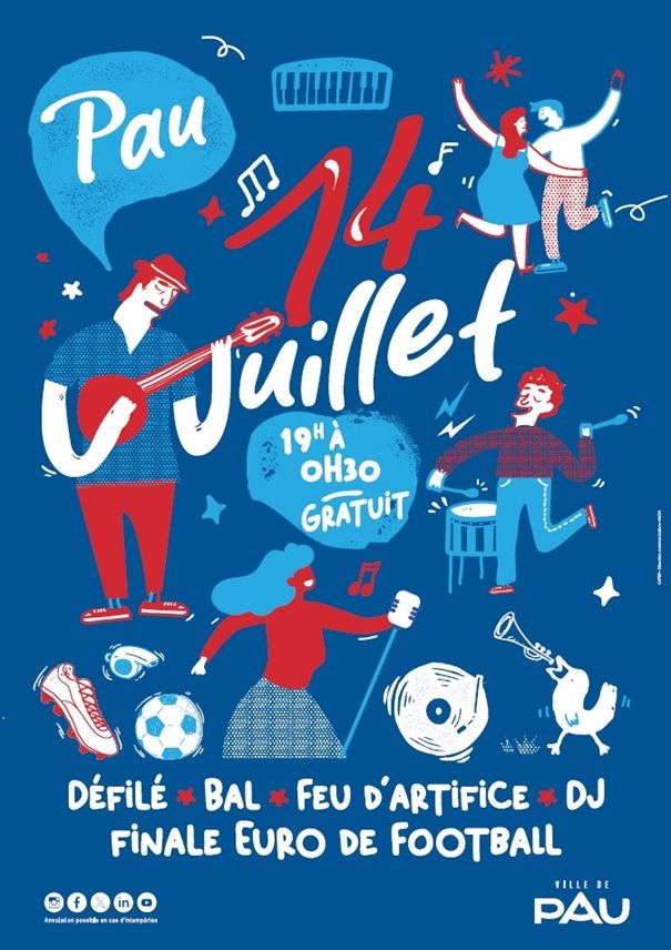 Affiche des événements du 14 juillet à Pau.