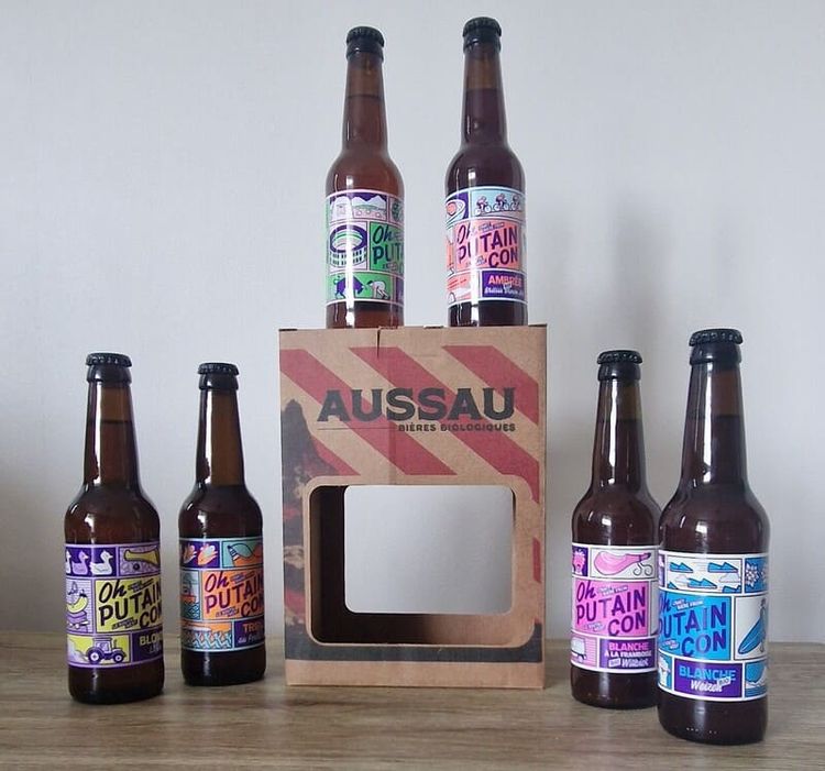 La gamme de bière "Oh putain con", de la brasserie Aussau, dont deux produits ont été récompensés au Concours général Agricole.