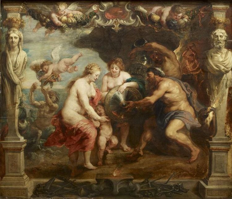 Pierre Paul Rubens, Thétis recevant de Vulcain les armes d'Achille, huile sur bois, vers 1630, visible au musée des Beaux-Arts de Pau.