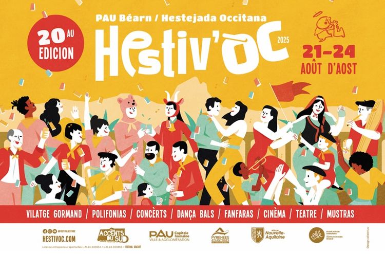 L'affiche de la 20e édition du festival Hestiv'Oc, qui aura lieu du 21 au 24 août à Pau.
