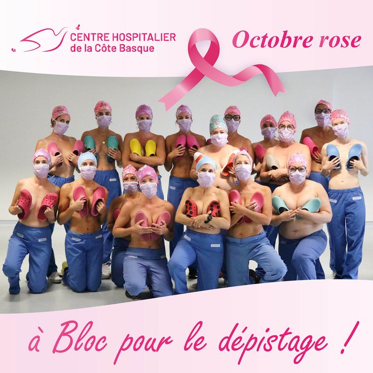 Les infirmières du bloc du Centre Hospitalier de la Côte Basque se mobilisent pour octobre rose !