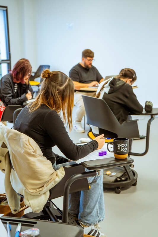 Quelques élèves de Skool n'job à Pau, en classe.