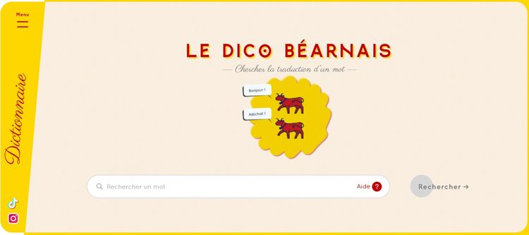 L'interface de la plateforme LeDicoBéarnais.fr