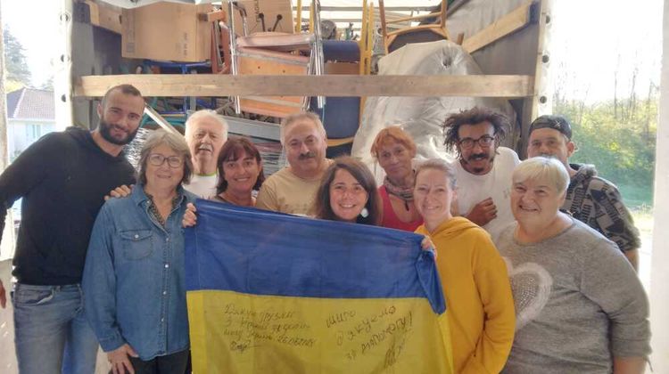 L'un des convois humanitaires organisés par l'association AIMA, en direction pour l'Ukraine, en 2024.