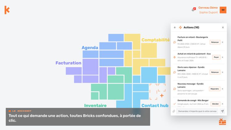 Une capture d'écran pour montrer l'étendu de la solution Brickcode.