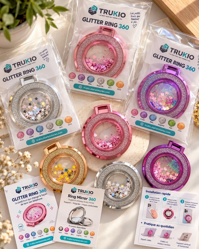 La marque paloise Trukio commercialise le Glitter Ring et le Ring Mirror.